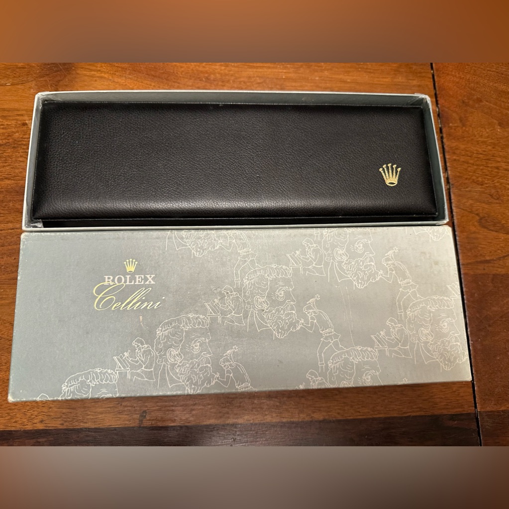Rolex Cellini Watch Box Complete With Outer Box Black Leather W Cream Inside